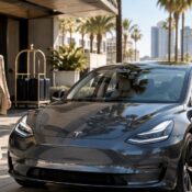 Can a rented Tesla be delivered directly to a hotel in LA?