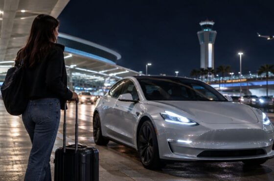 Can you pick up a Tesla rental at LAX after midnight?