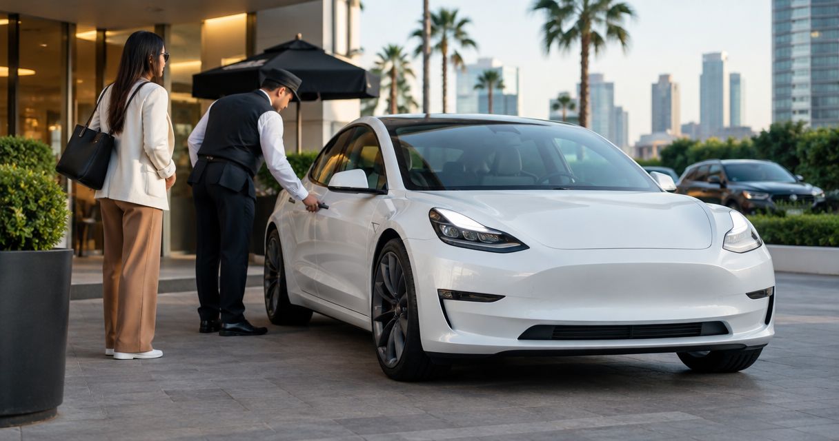 Can you valet park a rented Tesla in Los Angeles?