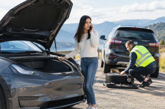 Does a Tesla rental include roadside assistance?