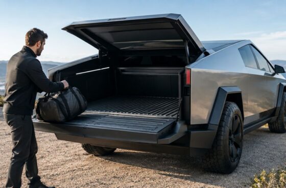 How much cargo space does a rented Cybertruck have?