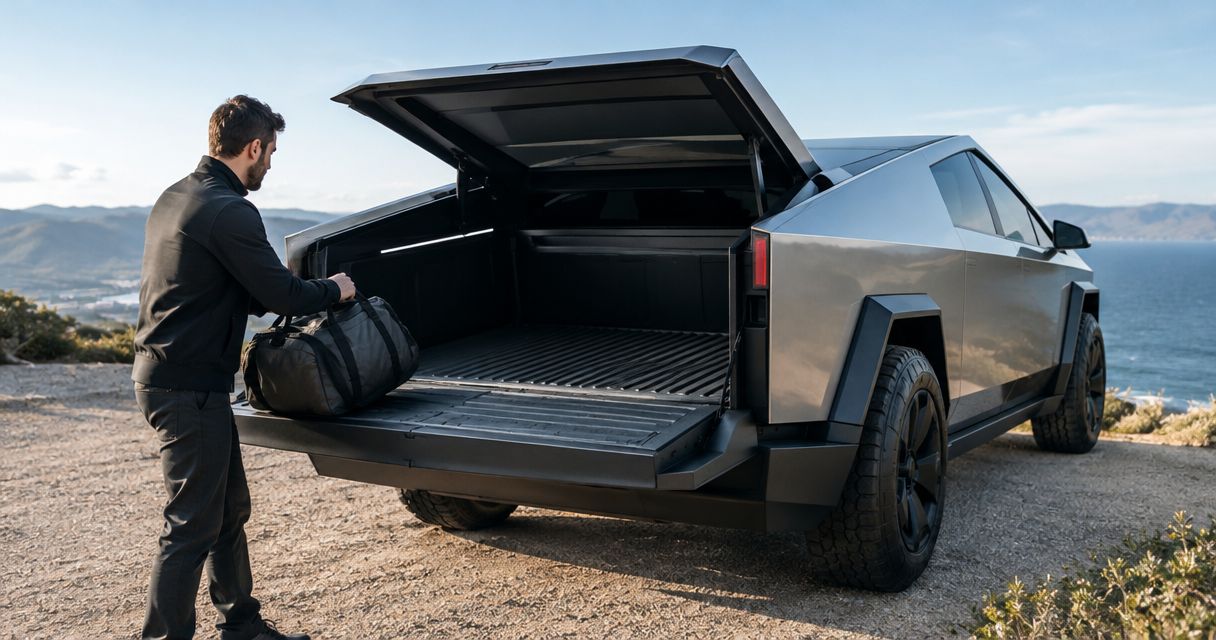 How much cargo space does a rented Cybertruck have?