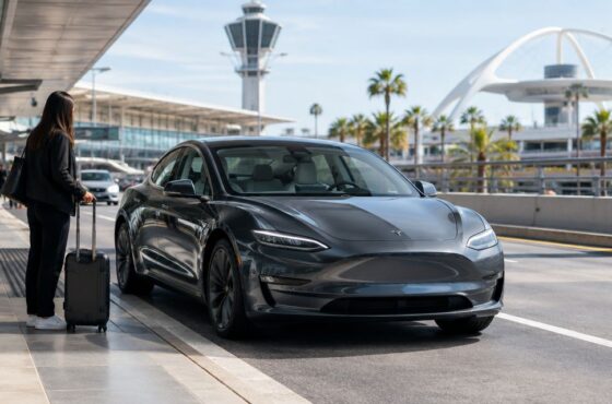 Is curbside Tesla delivery available at LAX terminals?