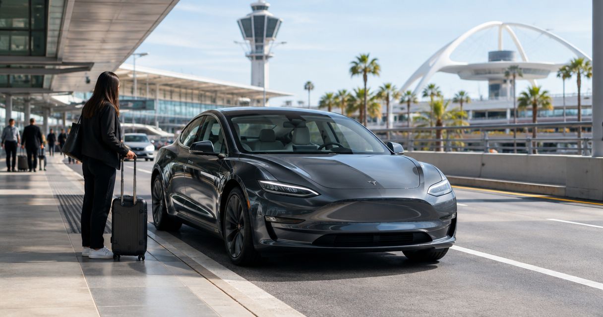 Is curbside Tesla delivery available at LAX terminals?