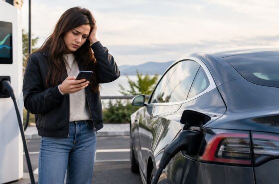 What happens if a rented Tesla runs out of charge?